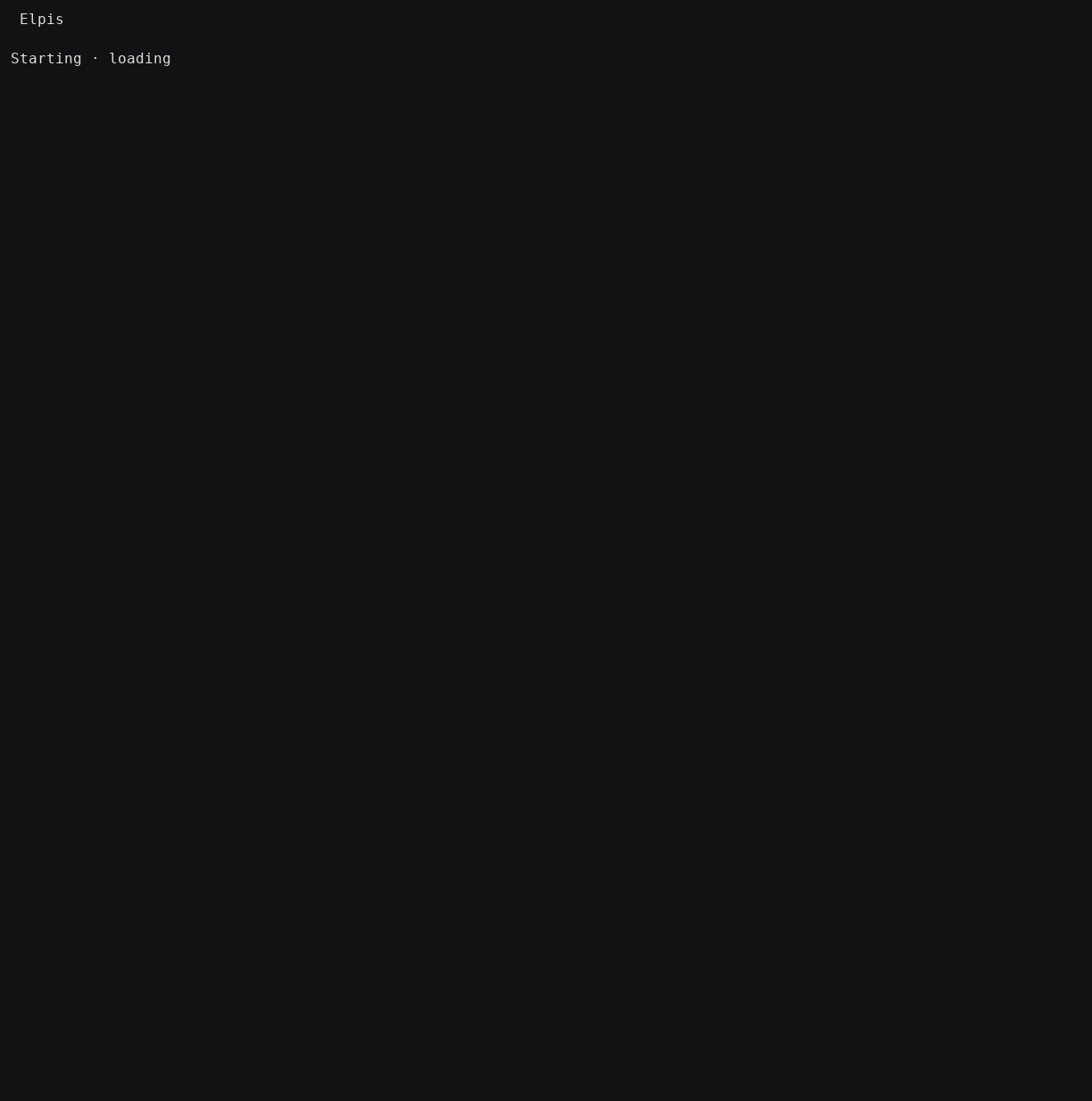 Elpis startup, Elpising, streaming text, and Context Ledger animations — development widget captures